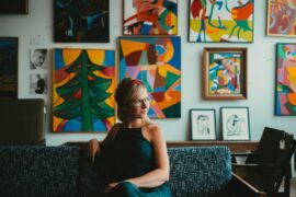 a woman sitting in a chair