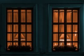 glass window with black pnel