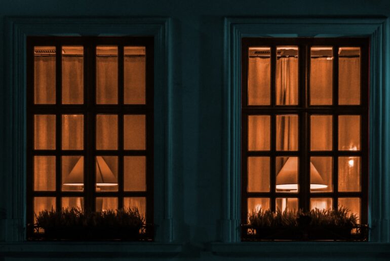 glass window with black pnel